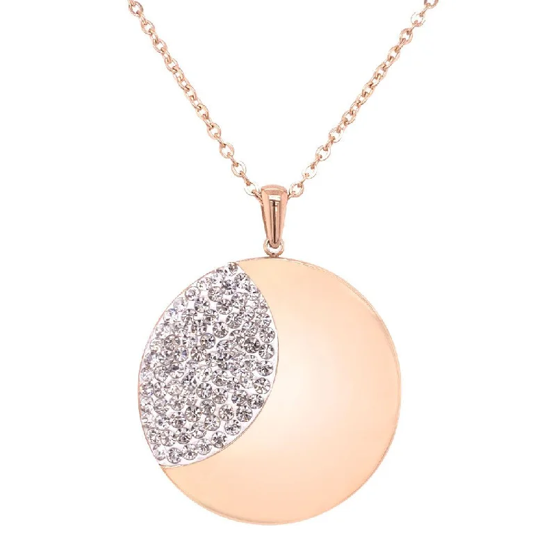 luxury diamond necklaces for women -high-end necklaces for women -Rose Stainless Steel Plain Crystal Necklace