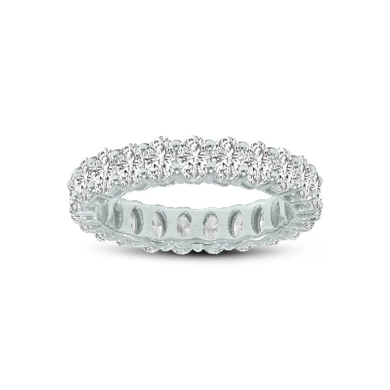 Marquee Jewels Oval Lab Grown Diamond Eternity Band in 14K White Gold (3.30 Carat TW)