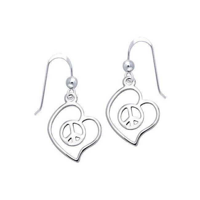 stud earrings for women -cute earrings for women -Love Peace Silver Earrings TER1054