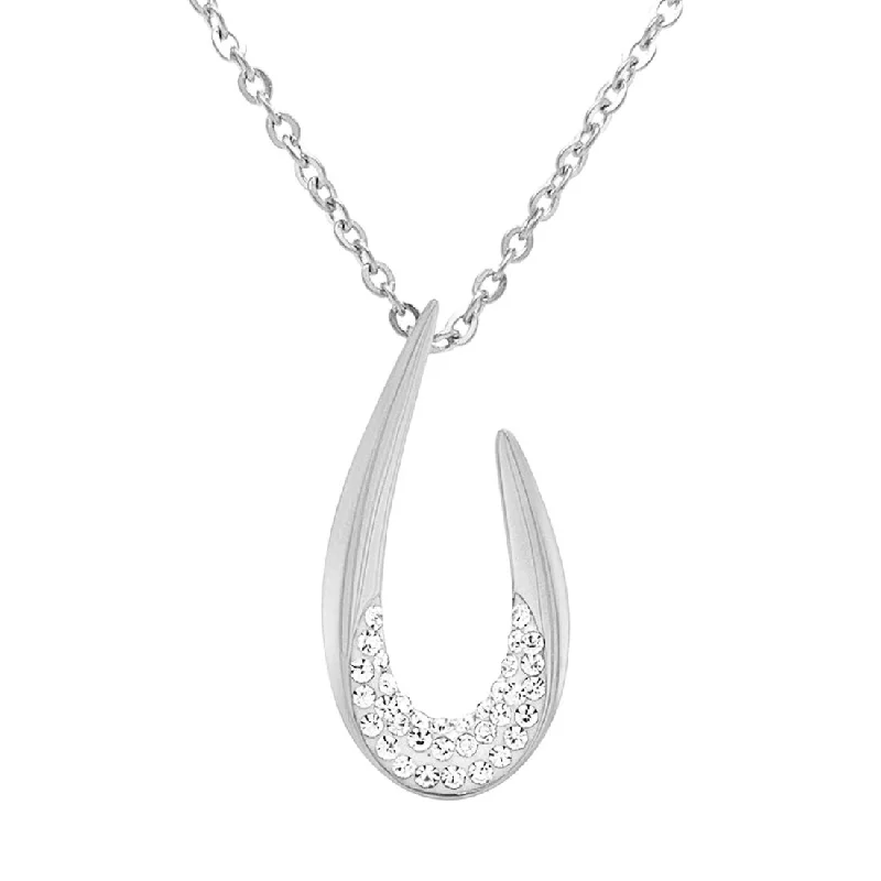 antique-style necklaces for women -bridal jewelry necklaces for women -Crystal Swirl Necklace in Stainless Steel