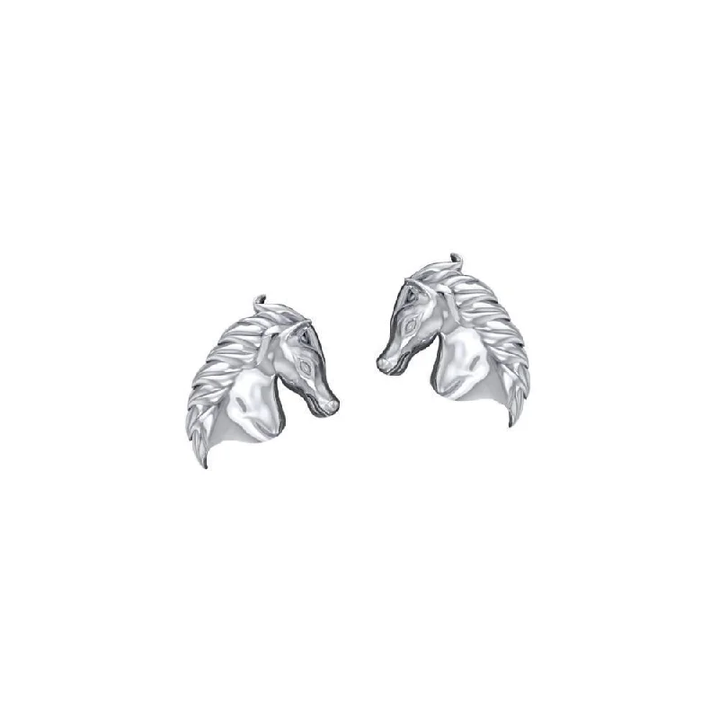 oversized earrings for women -hoop earrings for women -Equestrian Horse Silver Post Earrings TER1872