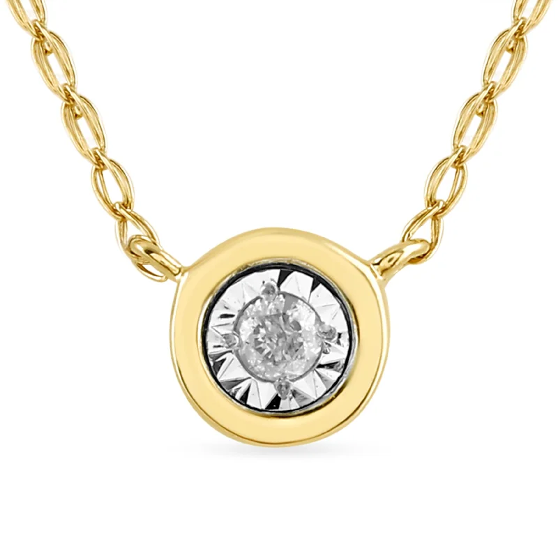 vintage pendant necklaces for women -luxury wedding necklaces for women -Diamond Set Miracle Surround Slider Necklace in 9ct Yellow Gold