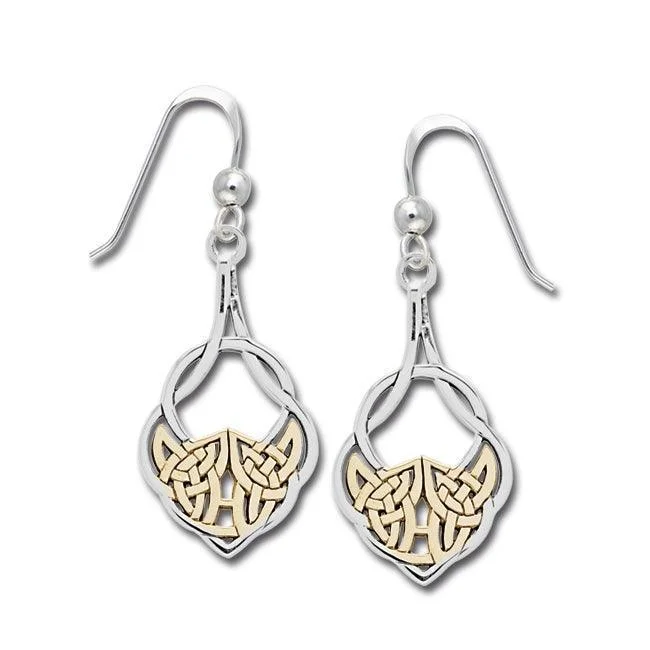 hoop earrings for women -statement drop earrings for women -Celtic Knotwork Silver with 14K Gold plated Earrings MER1259