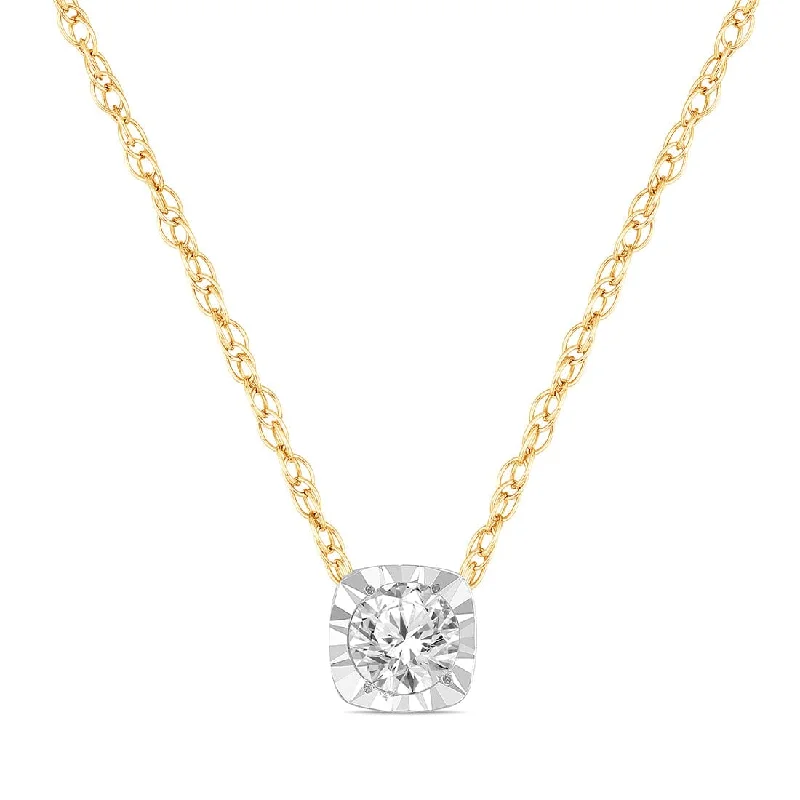 rose gold pendant necklaces for women -fashionable layered necklaces for women -Soft Cushion Look Slider Necklace with 0.10 ct of Diamonds in 9ct Yellow Gold