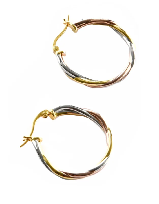 luxury earrings for brides -gold earrings for women -3Tone Collection - Unity Earrings (Large) Ref :3CIRCE09