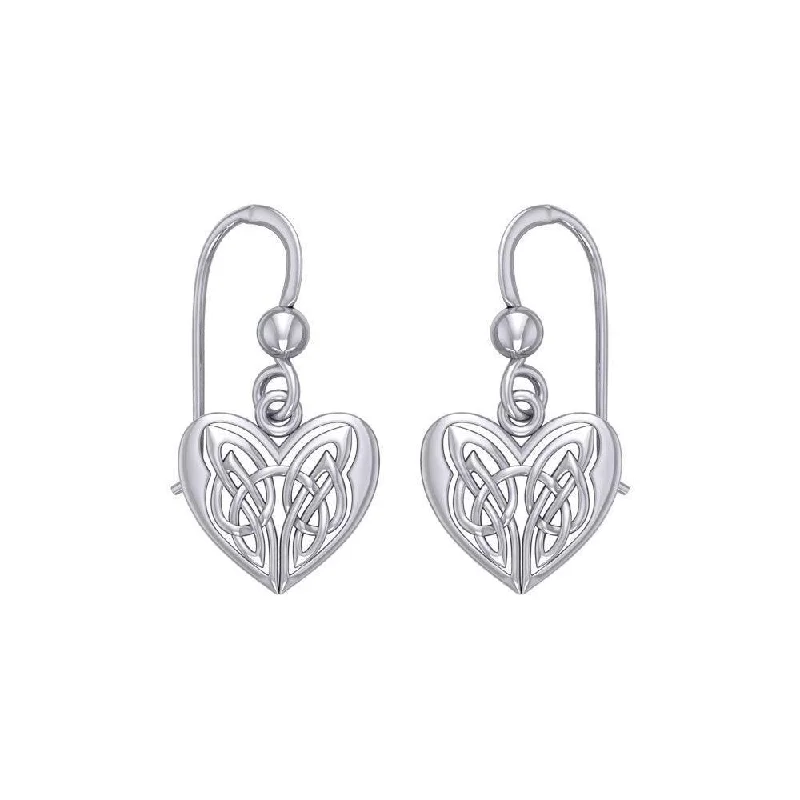 bridal crystal earrings for women -diamond stud earrings for women -Eternal Heart Celtic Knots Silver Earrings TE2935