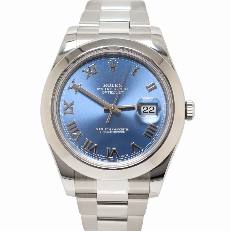 Rolex Datejust 41mm Stainless Steel Azzurro Blue Dial Ref# 126300