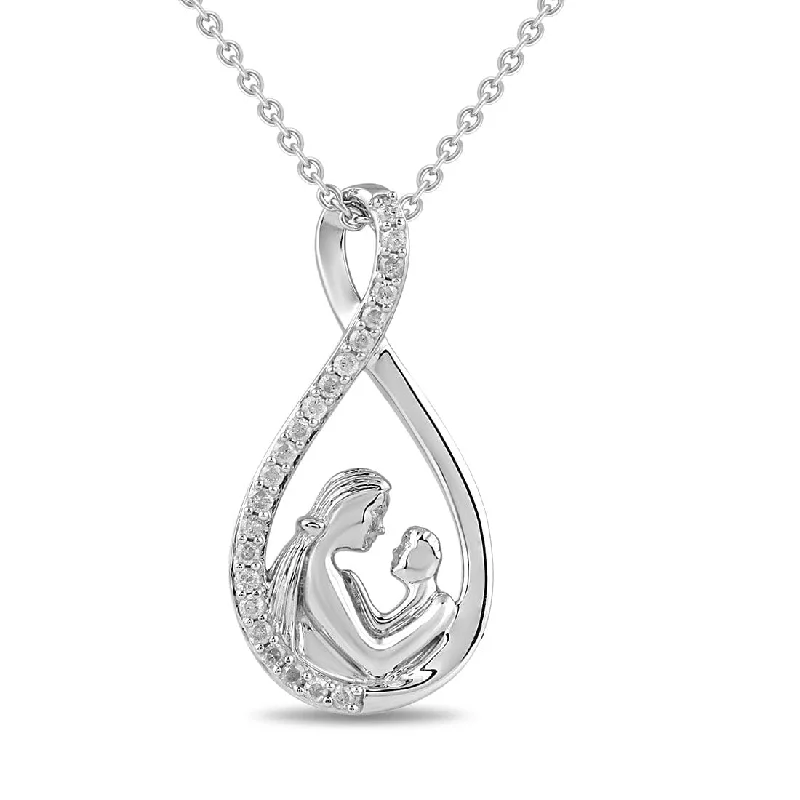 infinity pendant necklaces for women -matching necklaces and earrings for brides -Infinity Necklace with 0.10ct of Diamonds in Sterling Silver