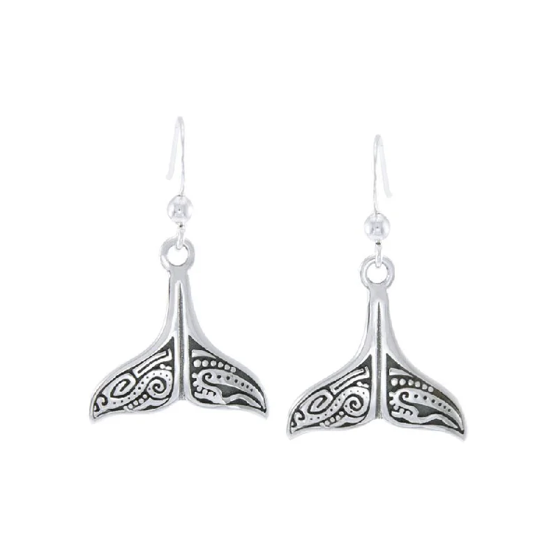 zirconia earrings for women -hoop earrings for women -Whale Tail Aboriginal Sterling Silver Earrings TER1610