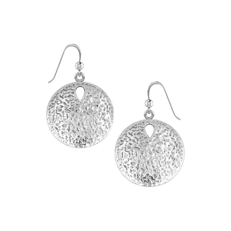 custom earrings for women -silver earrings for women -Coastal Charm Sterling Silver Hammer Textured Sand Dollar Earrings by Peter Stone TER2178