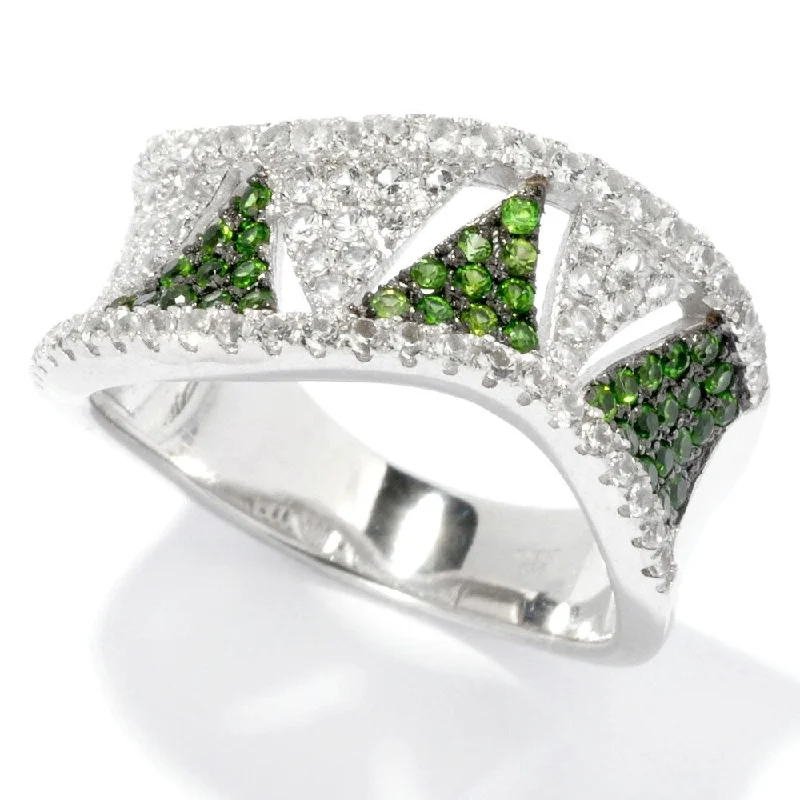 Sterling Silver 0.77Ctw Chrome Diopside Band Ring