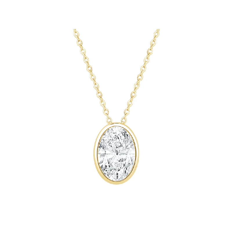 minimalist gold necklaces for women -minimalist gold necklaces for women -Oval Cut Solitaire Necklace with 1.00ct of Laboratory Grown Diamonds in 9ct Yellow Gold