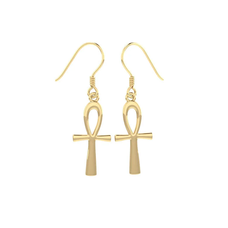 gemstone stud earrings for women -gold stud earrings for women -Ankh Solid Gold Earrings GTE2039