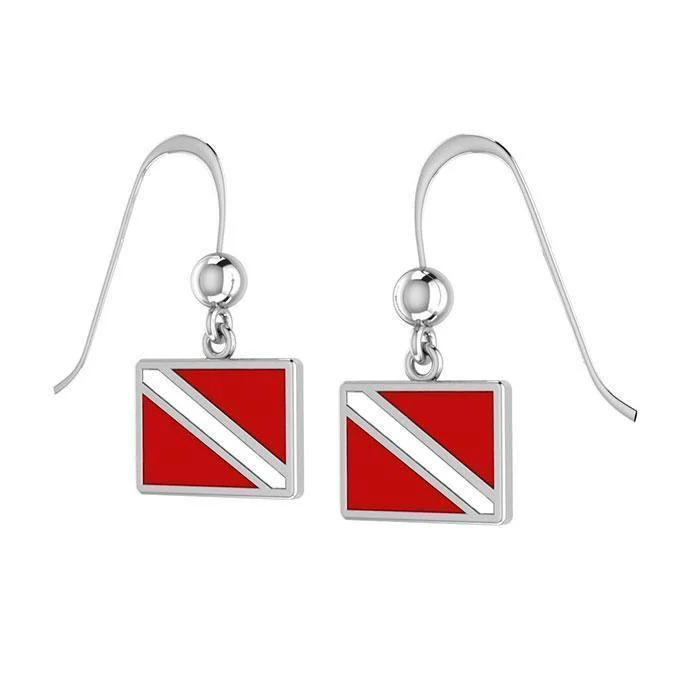 modern stud earrings for women -cute earrings for women -Dive Flag Sterling Silver Hook Earrings TE2028