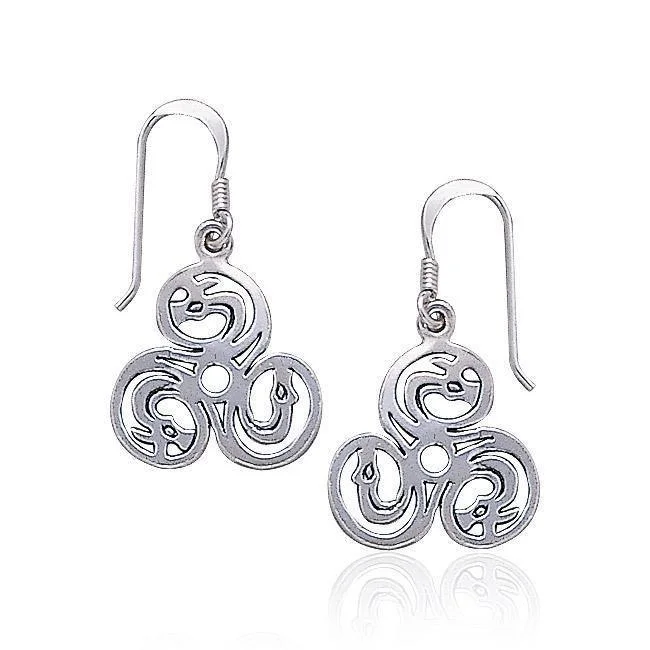 elegant drop earrings for women -sterling silver earrings for women -Celtic Dragons Silver Earrings TE130