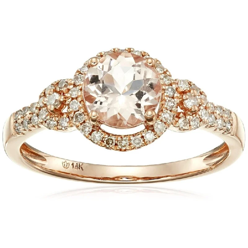 engagement rings for women -vintage engagement rings for women -custom engagement rings for women -14k Rose Gold Morganite and Diamond Solitaire Ring