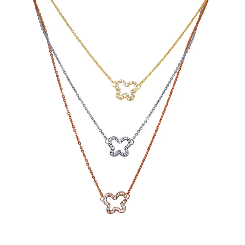 silver chain necklaces for women -romantic necklaces for women -45cm 9ct Yellow Gold Silver Infused Layered Necklace with Cubic Zirconia