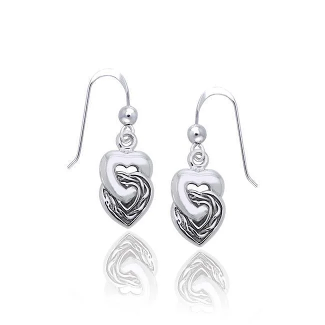 sterling silver earrings for women -silver earrings for women -Twin Heart Sterling Silver Earrings TER1175