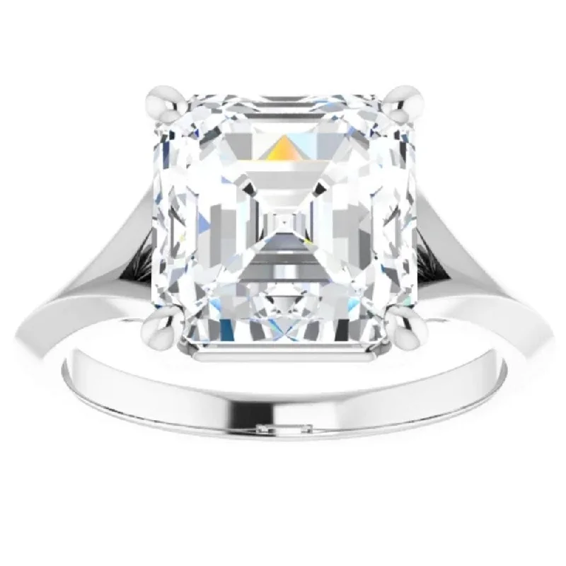 bohemian rings for women -affordable diamond engagement rings -unique wedding engagement rings for women -4Ct Moissanite Asscher Cut Engagement Solitaire Ring 14k White or Yellow Gold