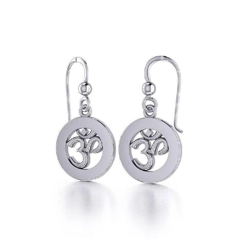 matching earrings and bracelet sets -drop earrings for women -Om Meditation Sterling Silver Earrings TE1053