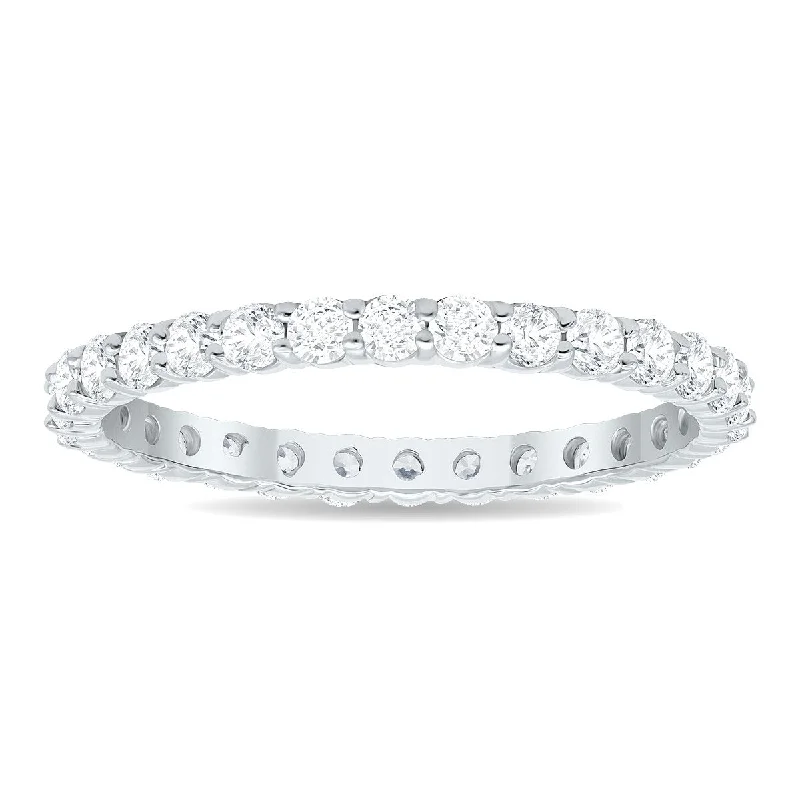 1 Carat TW Thin Low Set Diamond Eternity Band in 10K White Gold