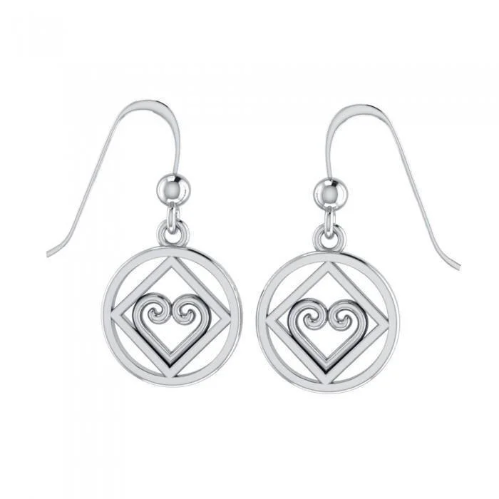 radiant earrings for women -gold earrings for women -NA Recovery Heart Silver Earrings TER078