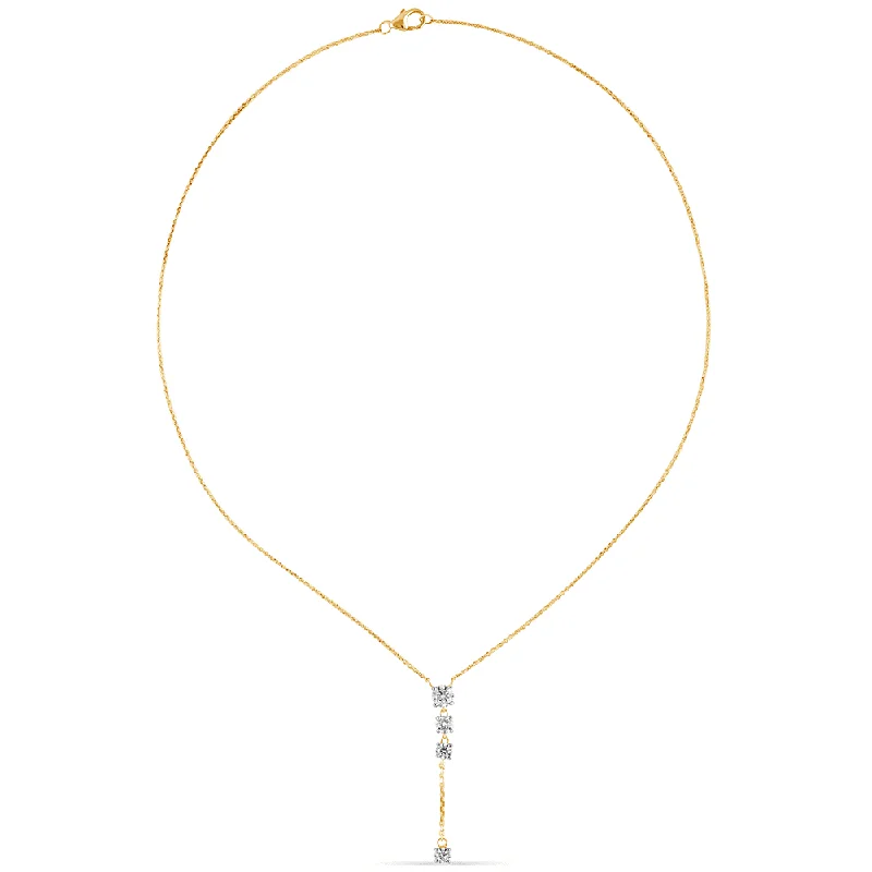 chunky necklaces for women -fashion pendant necklaces for women -Drop Lariat Necklace with 1.00ct of Laboratory Grown Diamonds in 9ct Yellow Gold