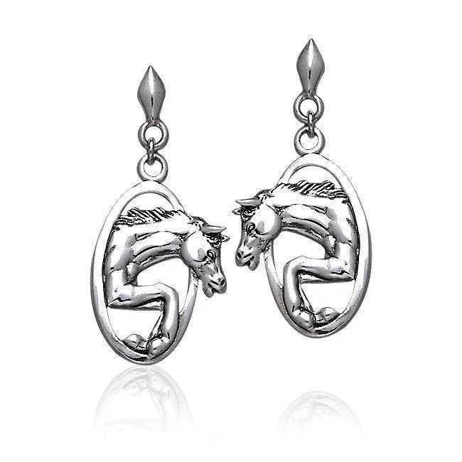 small hoop earrings for women -gold hoop earrings for women -Running Horse Sterling Silver Post Earrings TE2708