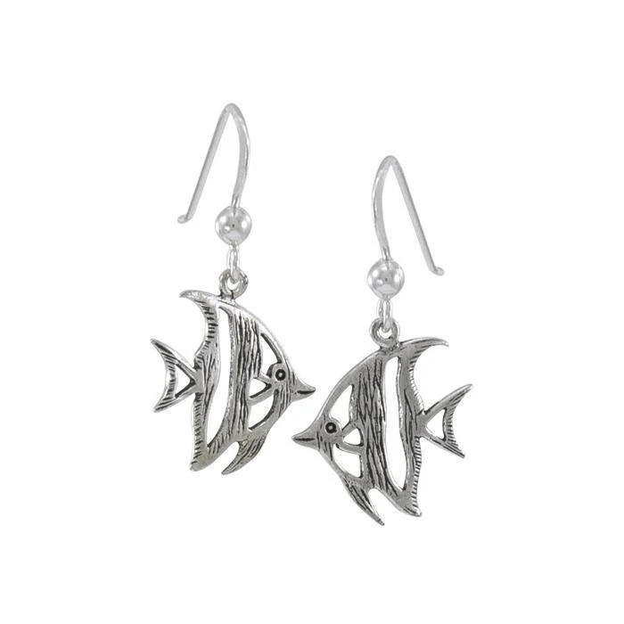 diamond earrings for weddings -cute earrings for women -Angelfish Sterling Silver Hook Earring TE204