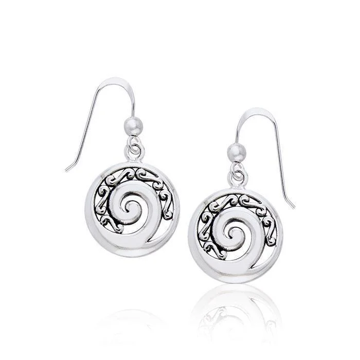 bold earrings for women -diamond stud earrings for women -Double Spiral Silver Earrings TER775