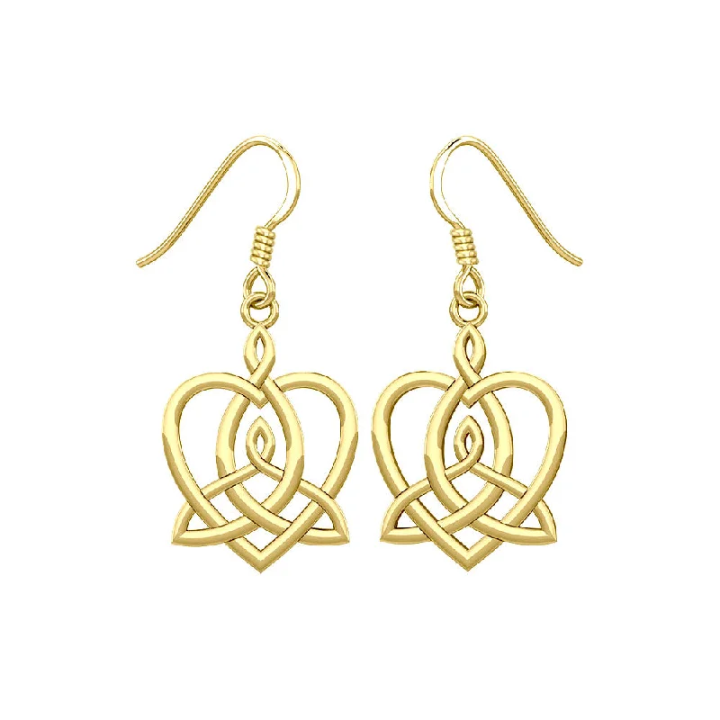 small hoop earrings for women -diamond earrings for women -Celtic Motherhood Triquetra or Trinity Heart 14K Solid Gold Earrings GER1948