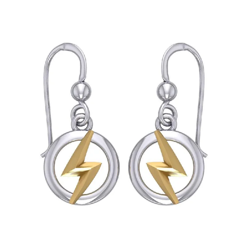 pearl earrings for women -gold earrings for women -Zeus God Lightning Bolt Silver and Gold Earrings MER1965