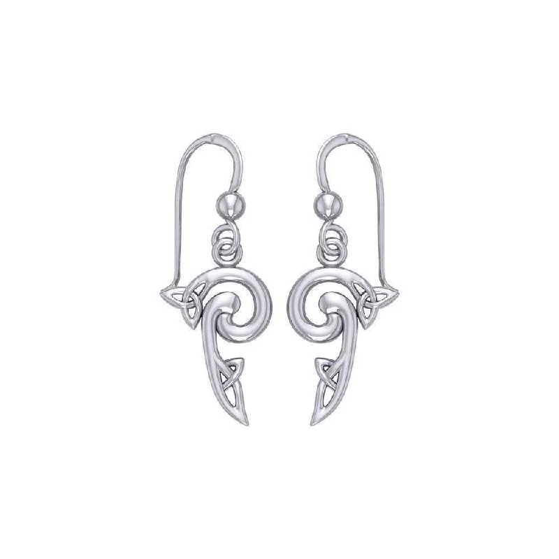 chunky earrings for women -luxury pearl earrings forThe great eternal loom of the universe ~ Celtic Triquetra Sterling Silver Hook Earrings TE2141