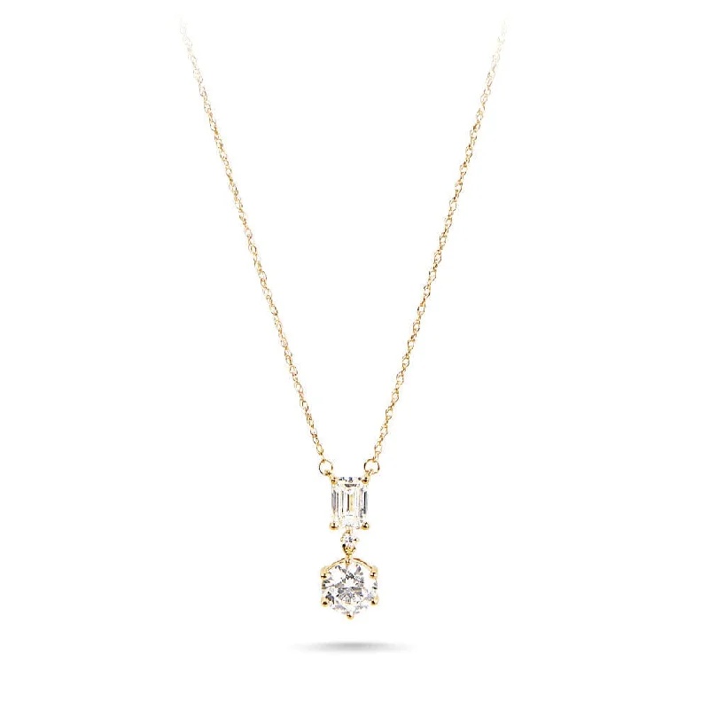 sparkly necklaces for women -stylish gold necklaces for women -Drop Necklace with 1.00ct of Laboratory Grown Diamonds in 9ct Yellow Gold