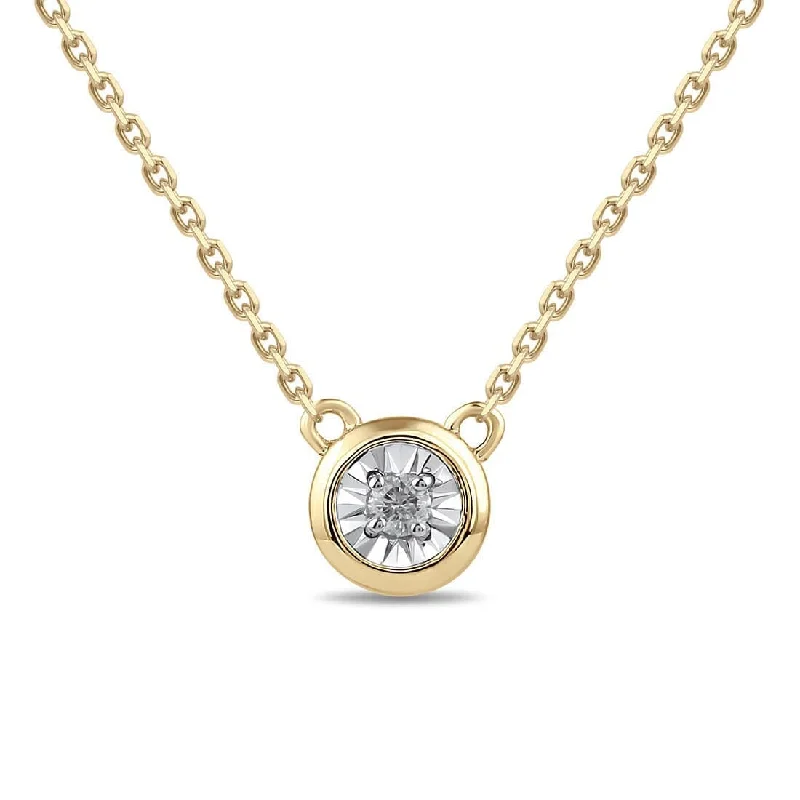 diamond heart-shaped necklaces for women -heart-shaped necklaces for women -Diamond Set Solitaire Necklace in 9ct Yellow Gold