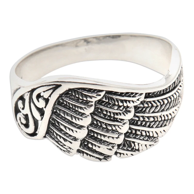 Novica Handmade Mighty Wing Sterling Silver Band Ring