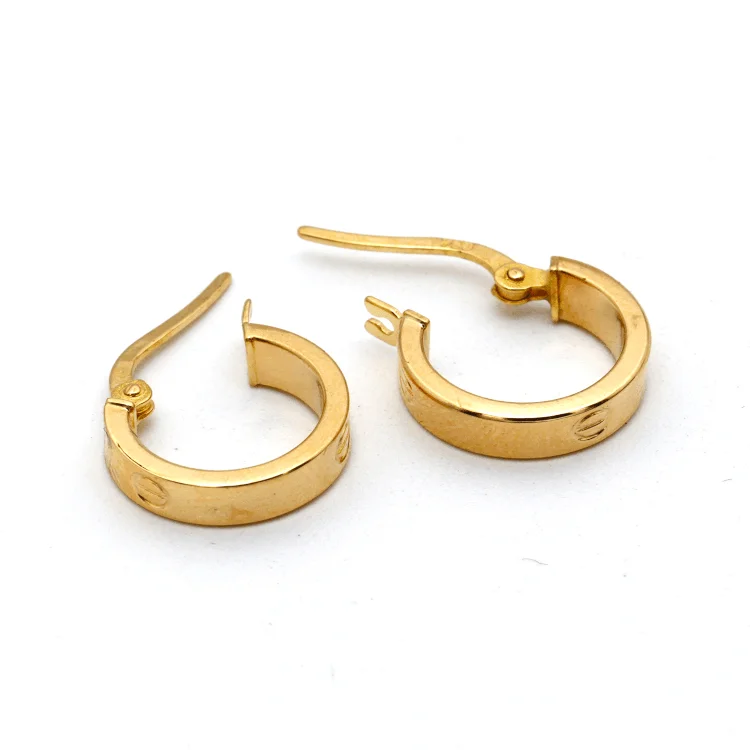 gemstone drop earrings for women -statement earrings for women -Real Gold Round Small Clip Earring Set GZJCT5853/10 E1744