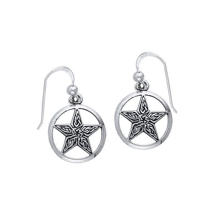 elegant pearl earrings for women -gemstone stud earrings for women -Celtic Knots Pentacle Earrings TE2947