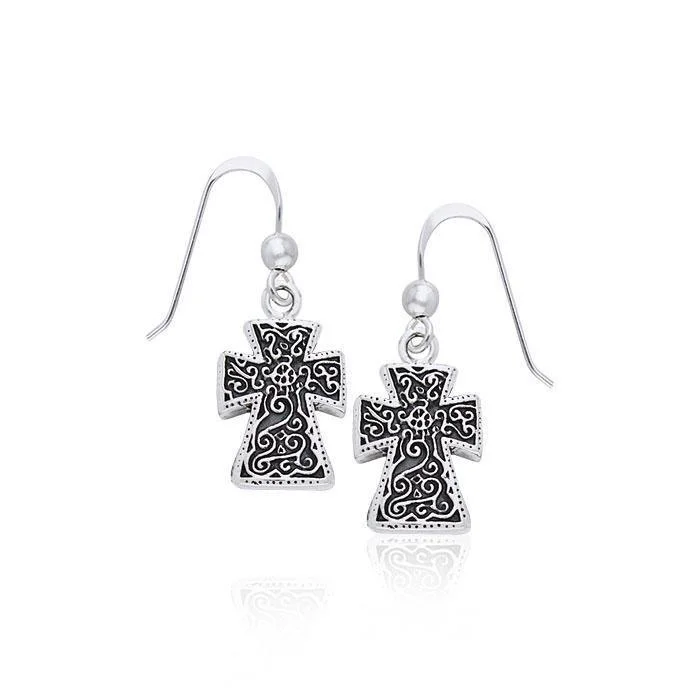 crystal earrings for women -personalized earrings for women -Silver Cross Earrings TER963