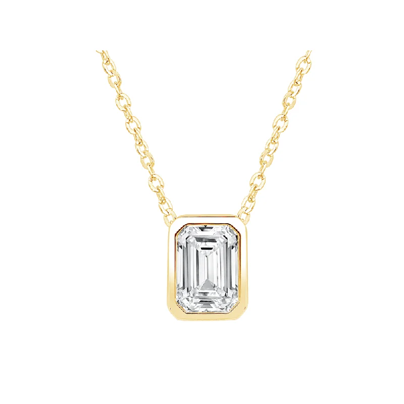 diamond heart-shaped necklaces for women -heart-shaped necklaces for women -Emerald Cut Solitaire Necklace with 1.00ct of Laboratory Grown Diamonds in 9ct Yellow Gold