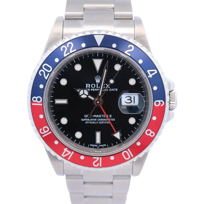 Rolex GMT-Master II 40mm Black Dial Watch Ref# 16710BLRO