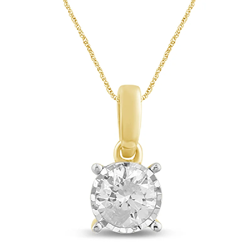 bridal pendant necklaces for women -statement pendant necklaces for women -1/4ct Diamond Solitaire Miracle Necklace in 9ct Yellow Gold