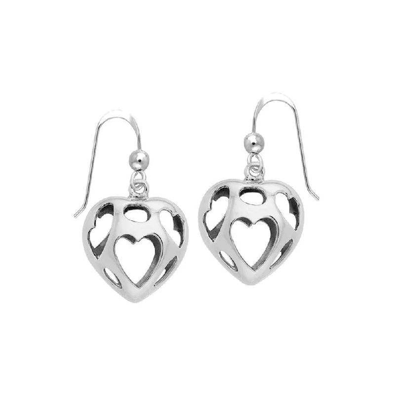 trendy stud earrings for women -hoop earrings for women -Bold Filigree Heart Silver Earrings TER1220