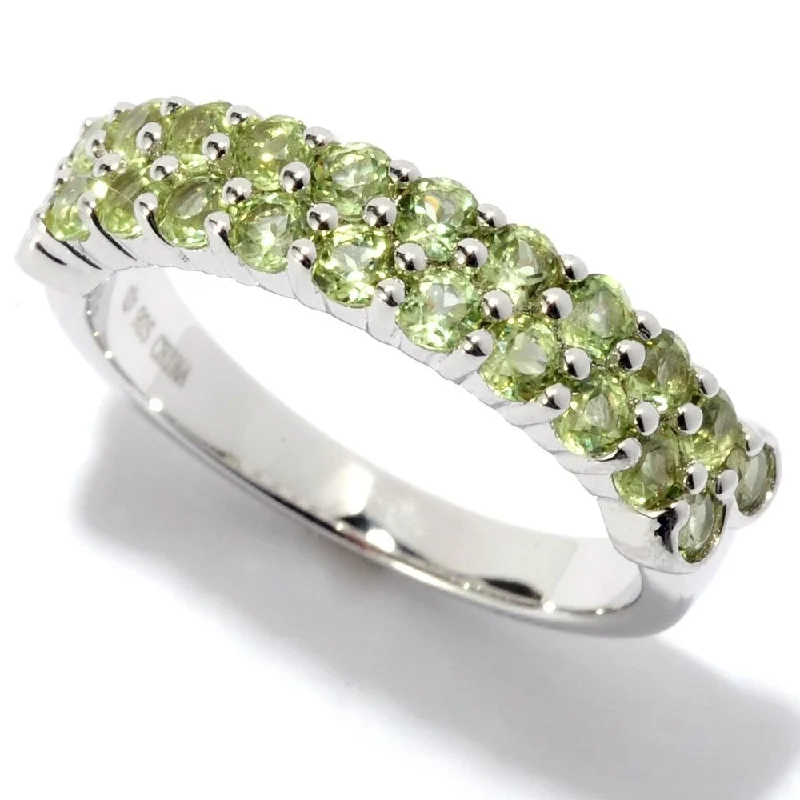 Rhodium Over Sterling Silver 1.2Ctw Peridot Band Ring