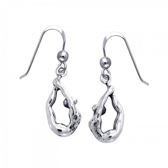 silver drop earrings for women -gold hoop earrings for women -Together, we practice Yoga ~ Sterling Silver Earrings TER1231