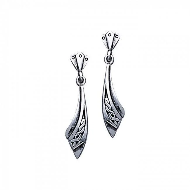 silver chandelier earrings for women -sterling silver earrings for women -The unvarying endless reflection ~ Celtic Knotwork Sterling Silver Post Earrings TE2548