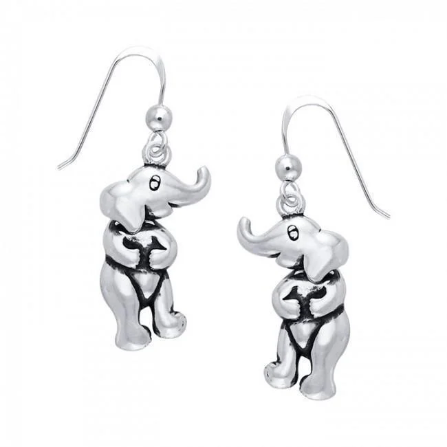 trendy earrings for women -trendy earrings for women -Standing Elephant Silver Earrings TER366