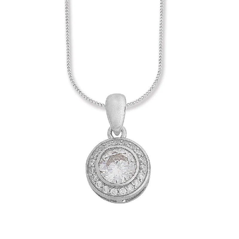 classic gold necklaces for women -bold necklaces for women -Sterling Silver Cubic Zirconia Halo Necklace