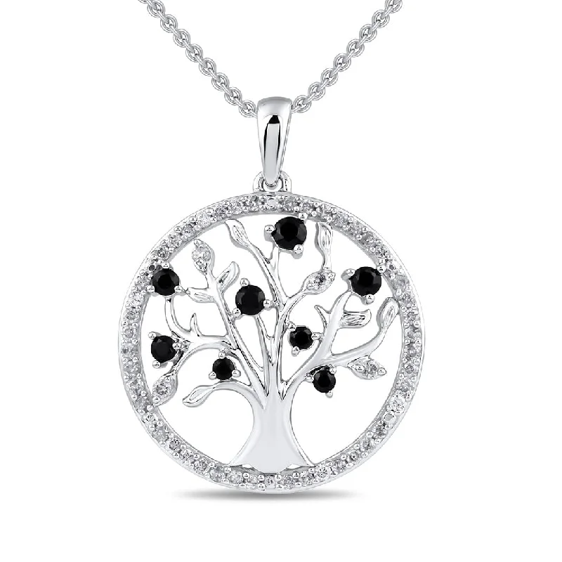 infinity necklaces for women -long necklaces for women -Halo Tree of Life Necklace with 1/4ct of Diamonds in Sterling Silver