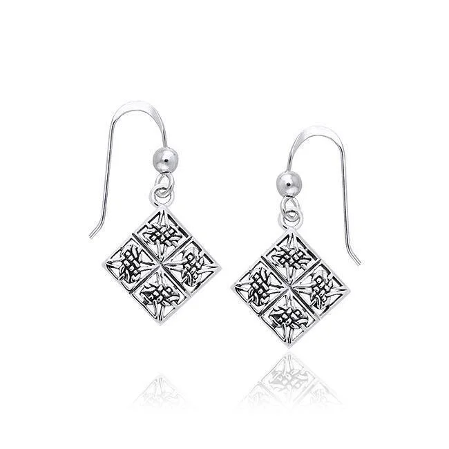 sterling silver earrings for women -silver hoop earrings for women -Celtic Ulbster Cross Silver Earrings TER472